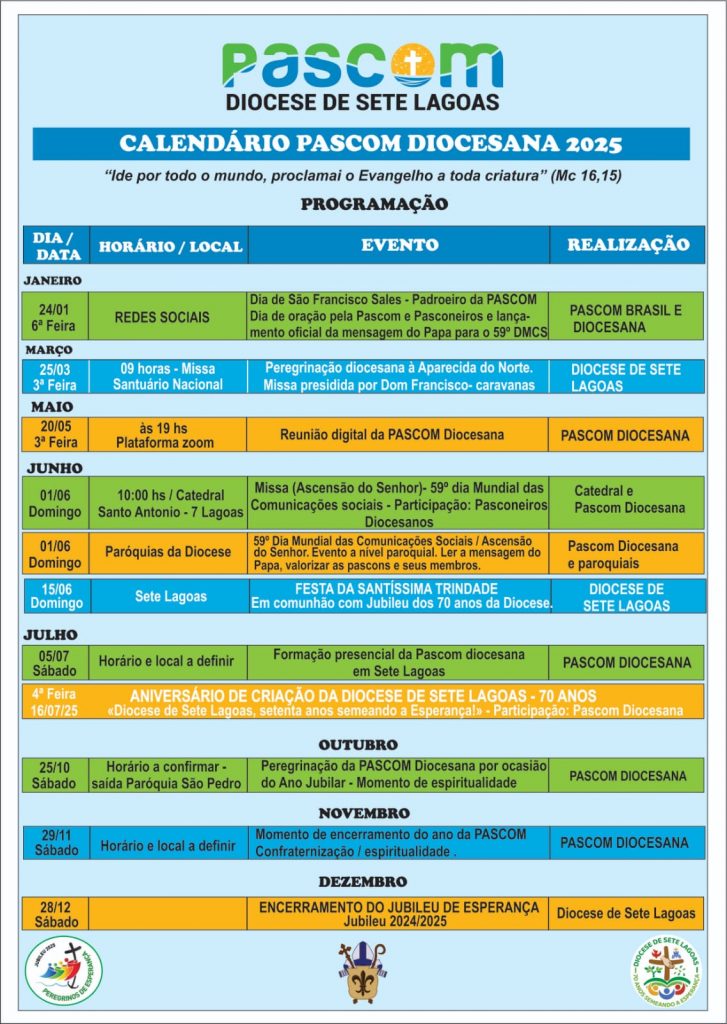 Calendário PASCOM 2025